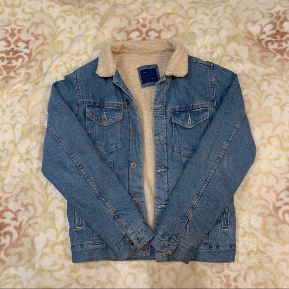 Sherpa Lined Denim Jacket - Size L - Zara - Picture 1 of 1